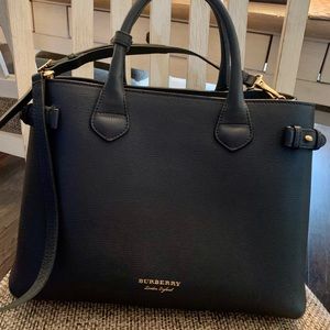 Burberry Navy Blue Banner Medium Tote